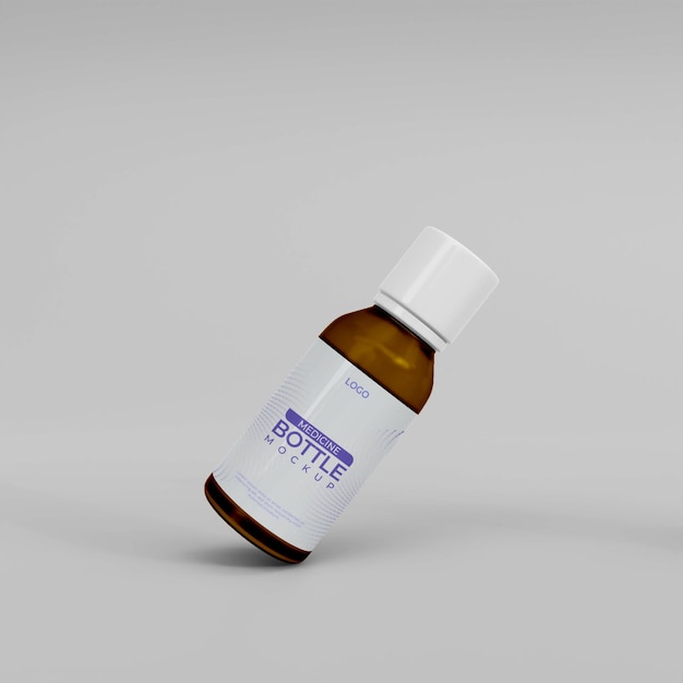 3d realistic medicine bottle mockup