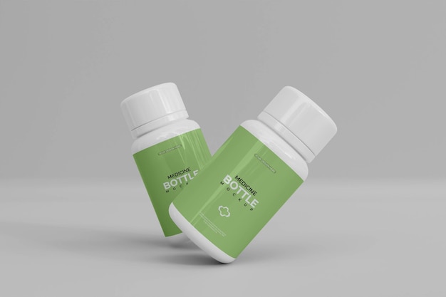 3d realistic medicine bottle mockup