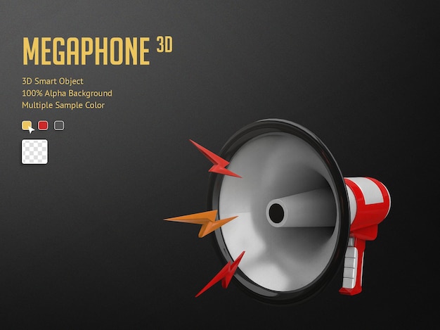 PSD 3d realistic megaphone