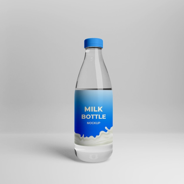 3d realistic milk bottle mockup