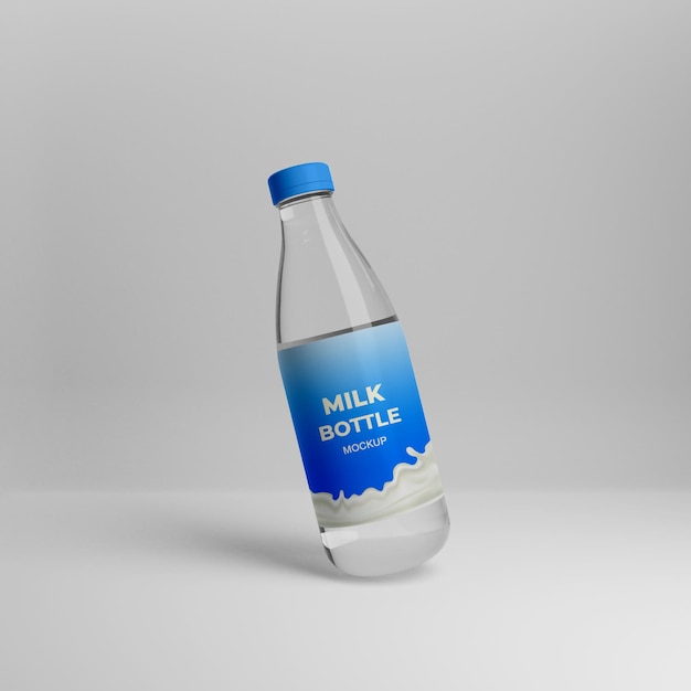 3d realistic milk bottle mockup