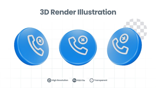 PSD web モバイル アプリのソーシャル メディア プロモーションの 3 d のリアルな不在着信ブロック連絡先アイコン