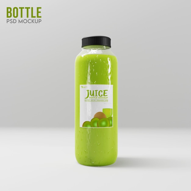 Mockup realistico 3d bottiglia di succo fresco freddo