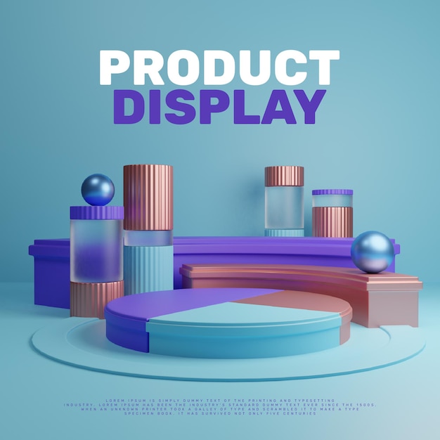 3d realistic modern colorful podium product display