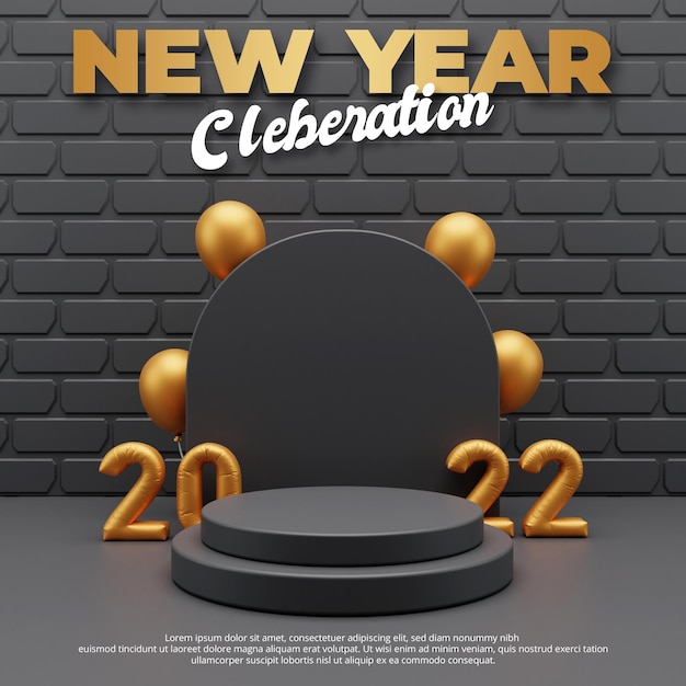 3d realistic new year 2022 podium