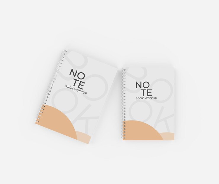 PSD 3d realistic note and book mockup