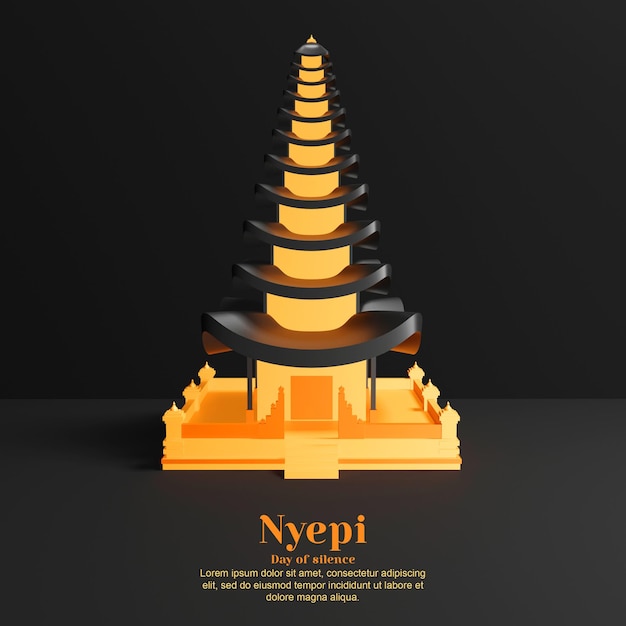 Modello di sfondo del giorno del silenzio nyepi realistico 3d