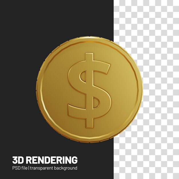 투명한 배경에 달러 또는 Usd 동전의 3d 현실