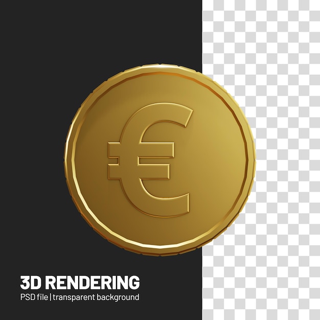 3d реалистичная монета евро на прозрачном фоне