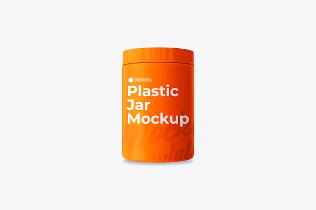 3Dリアルなオレンジ色のプラスチック製の瓶のモックアップ