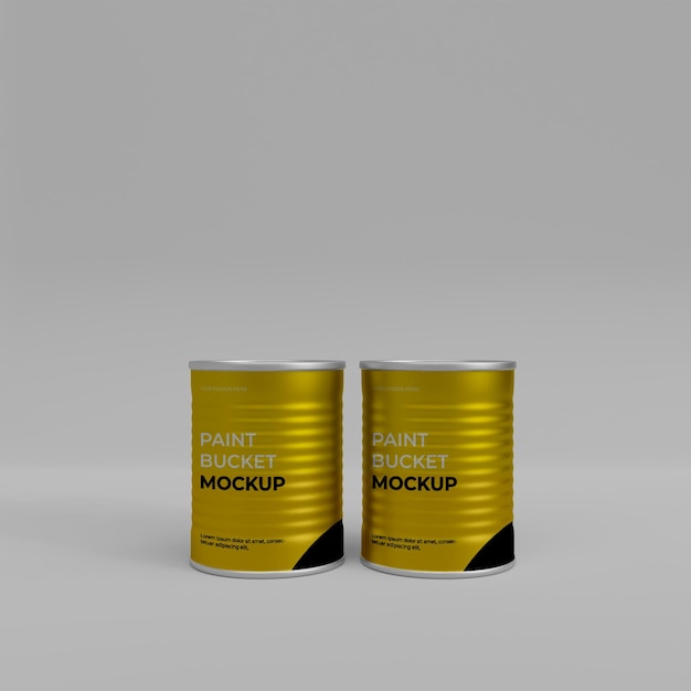 3d realistic paint bucket mockup