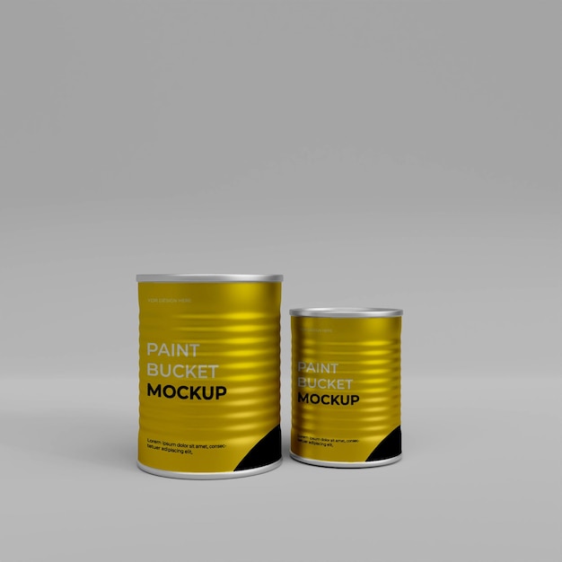 3d realistic paint bucket mockup