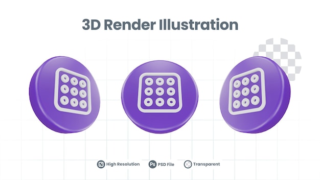 PSD 3d реалистичная иконка набора номера телефона для продвижения веб-приложений в социальных сетях