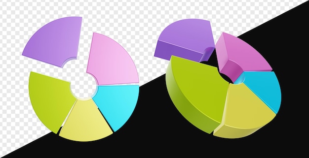 3d realistic pie chart isolated