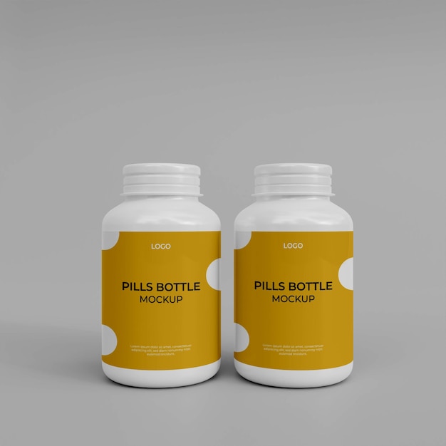 PSD 3d realistic pills bottle mockup