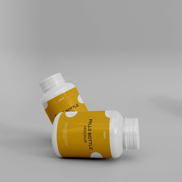 PSD 3d realistic pills bottle mockup