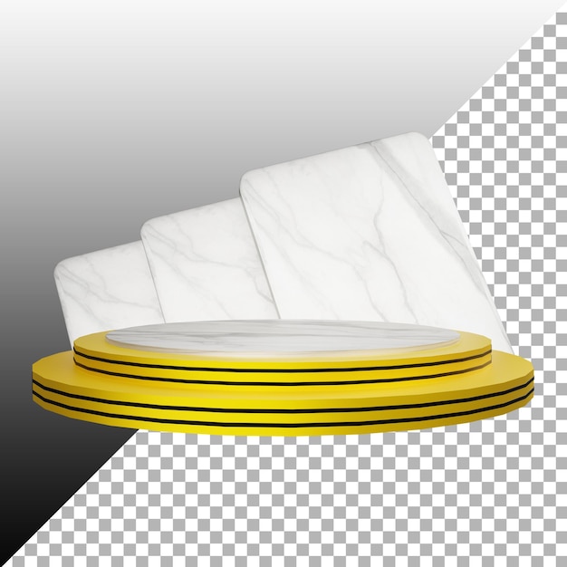 3d realistic podium gold and marble texture with transparent background