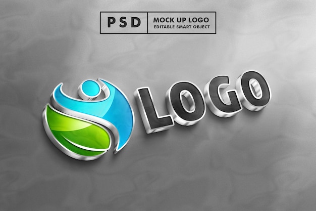 3d realistic psd logo mockup