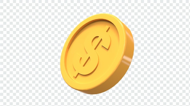 PSD 3d реалистичный рендер доллар монета изолированная монета пенни значок