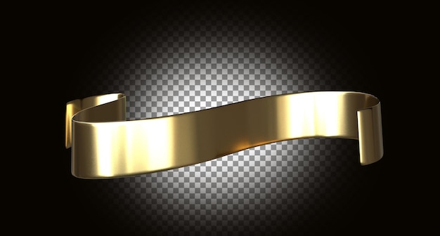 3d realistic ribbon banner gold realistic label design transparent template mockup