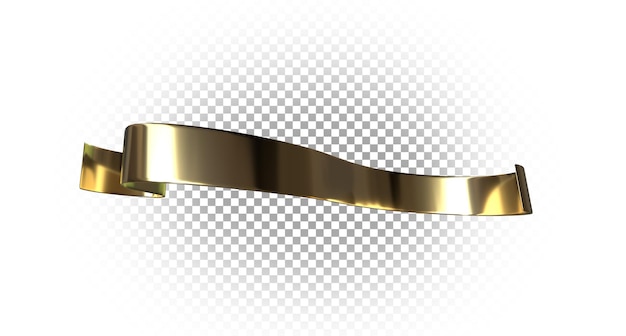 PSD 3d realistic ribbon banner gold realistic label design transparent template mockup