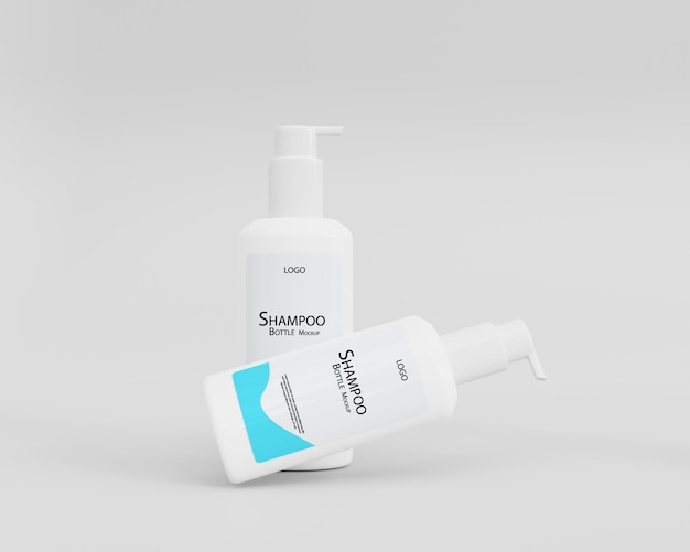 3d realistic shampoo bottle mockup