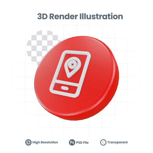 PSD 3d realistic smartphone maps location icon for web mobile app social media promotion