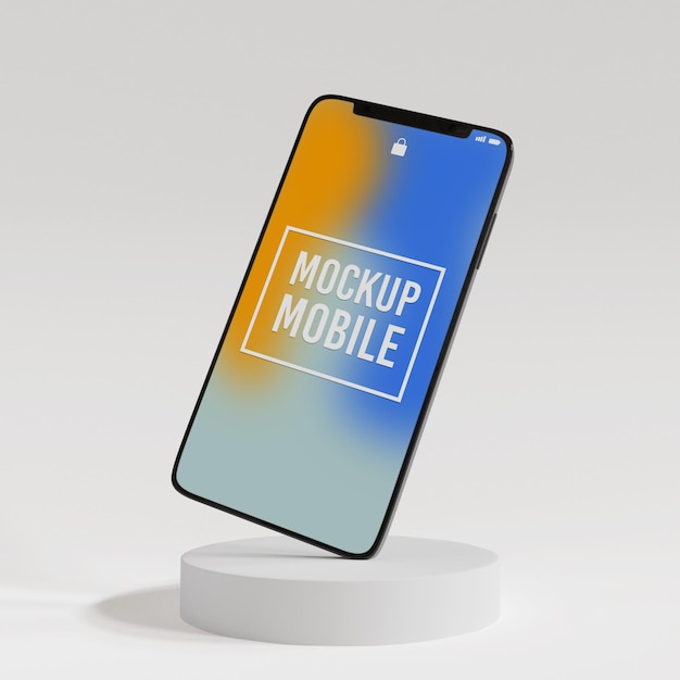 3d realistic Smartphone mock up template with podium and editable layer