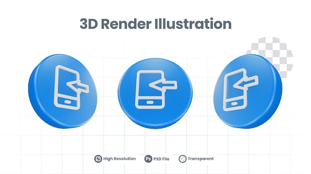 PSD 3d realistic smartphone receive data icon for web mobile app social media promotion