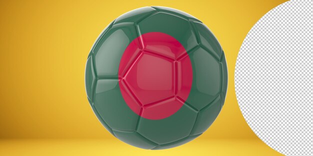 Pallone da calcio realistico 3d con la bandiera del bangladesh su di esso isolato su sfondo png trasparente