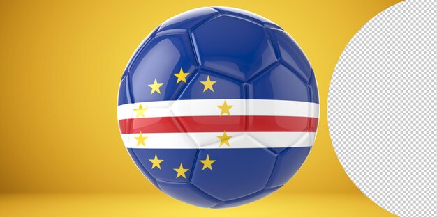 3d realistic soccer ball with the flag of cape verde islands on it isolated on transparent png