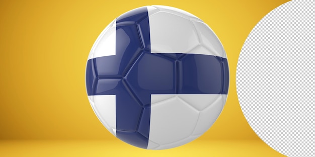 PSD 3d realistic soccer ball with the flag of finland on it isolated on transparent png background
