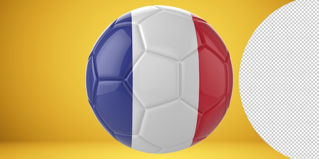 3d realistic soccer ball with the flag of france on it isolated on transparent png background