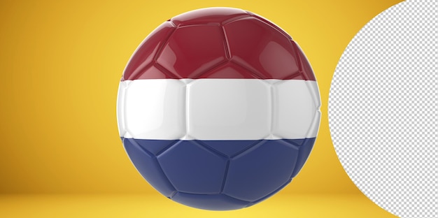 PSD 3d realistic soccer ball with the flag of netherlands on it isolated on transparent png background