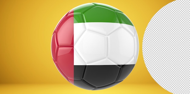 3d realistic soccer ball with the flag of united arab emirates on it isolated on transparent png