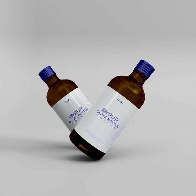 3d realistic syrup bottle mockup