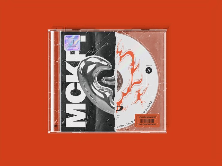 PSD 3d realistic transparent dvd jewel case