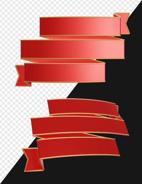 PSD 3d realistic triple ribbons banner isolated