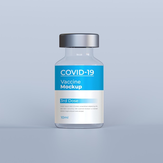 3d Realistic vaccine bottle mockup