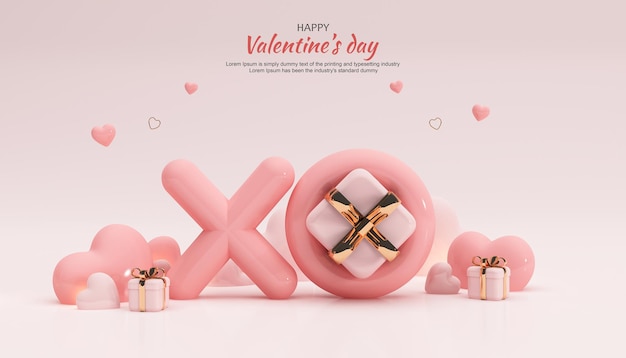 3d realistic valentines day background