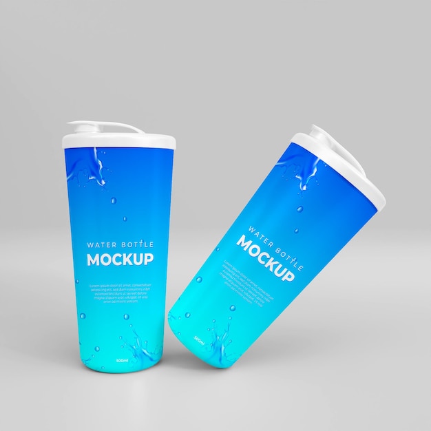 3d realistic water bottle mockup