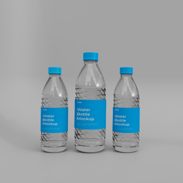 3d realistic water bottle mockup