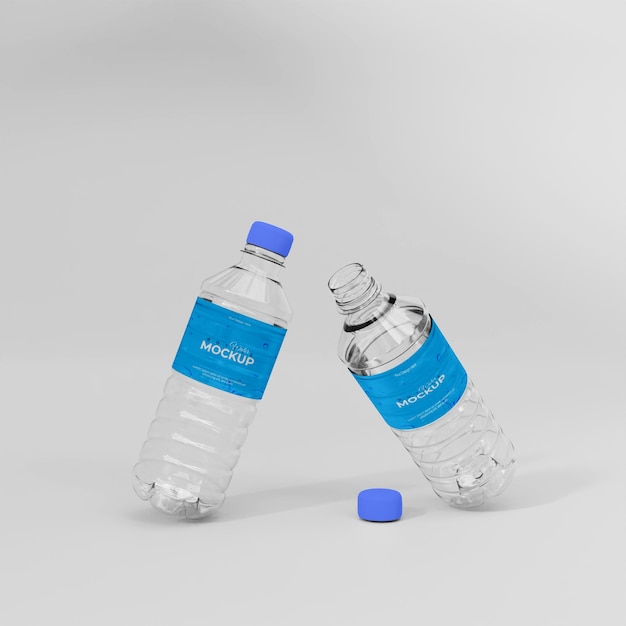 3d realistic water bottle mockup