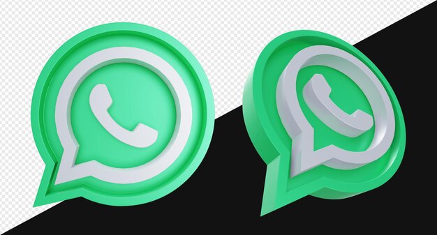 PSD 3d реалистичный символ знака whatsapp с зеленым цветом и изолированными формами чата