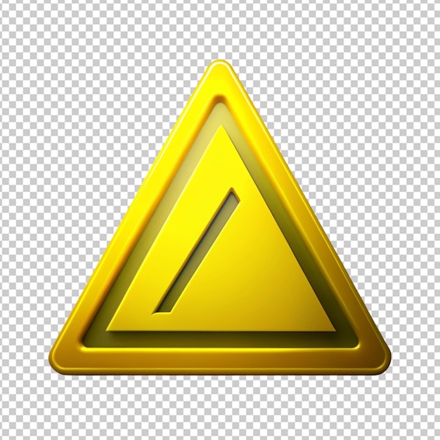 PSD 3d realistic yellow triangle warning sign front view vector illustration isolated on alpha layer png