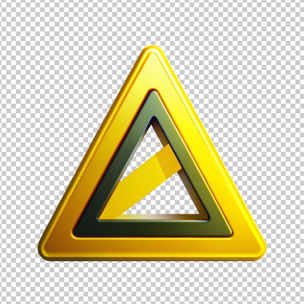 PSD 3d realistic yellow triangle warning sign front view vector illustration isolated on alpha layer png