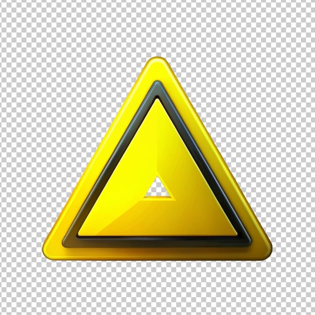 PSD 3d リアルな黄色い三角の警告サイン フロントビューベクトルイラスト 隔離されたアルファ層 png