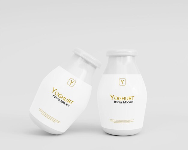 3d realistic yoghurt bottle mockup