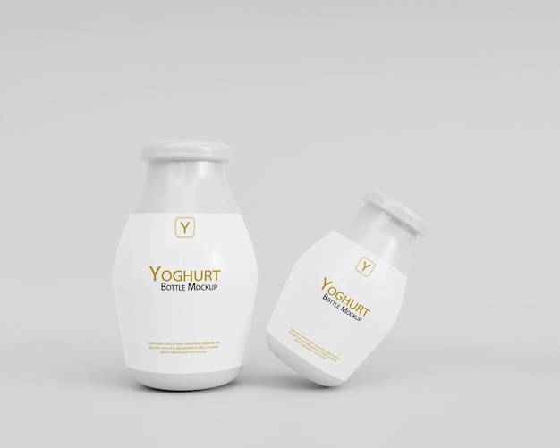 3d realistic yoghurt bottle mockup