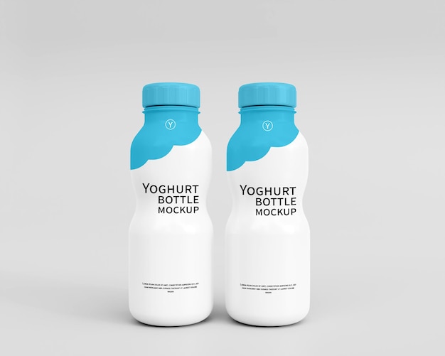 3d realistic yoghurt bottle mockup